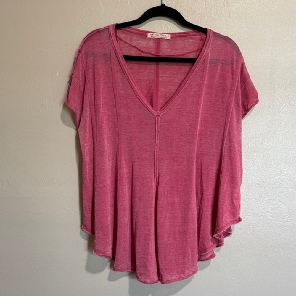 Free People We The Free Rose Short Sleeve V-Neck Top